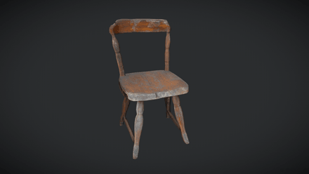 Decayed Wooden Chair 3 - low poly PBR 3d model