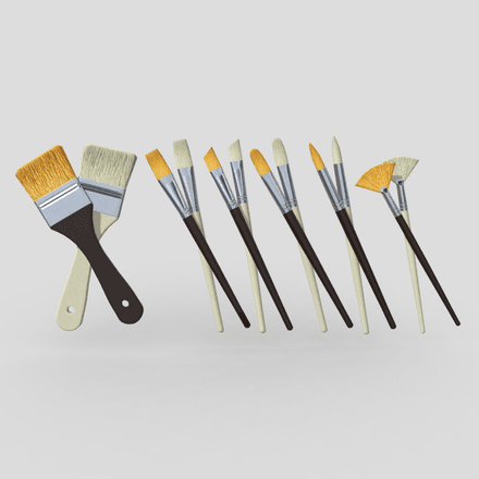 Paint Brush Pack - low poly PBR 3d model