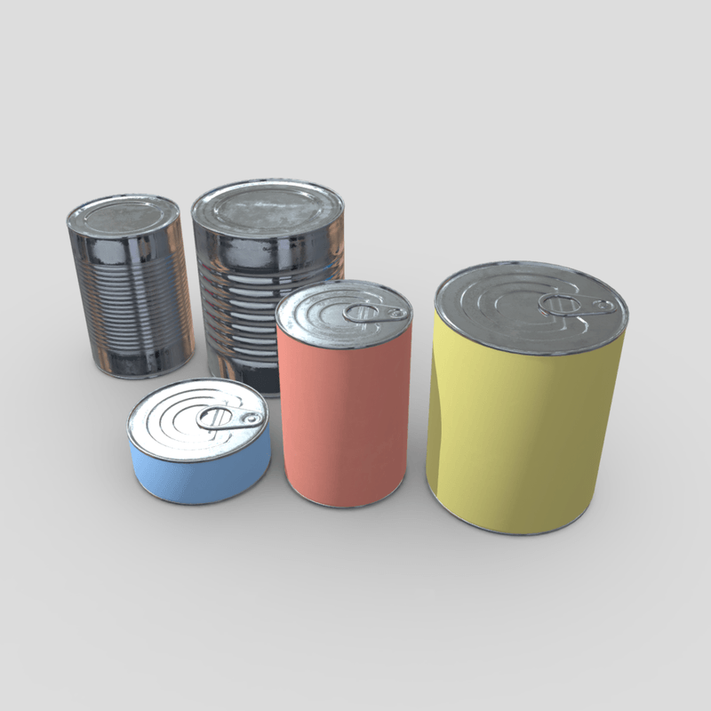 Tin Can Pack - low poly PBR 3d model