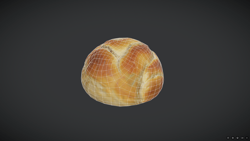 Bread Roll 2 - low poly PBR 3d model
