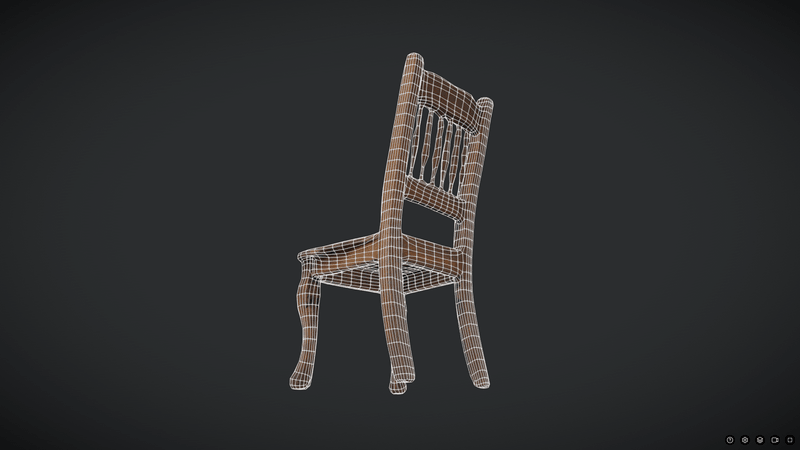 Decayed Wooden Chair - low poly PBR 3d model