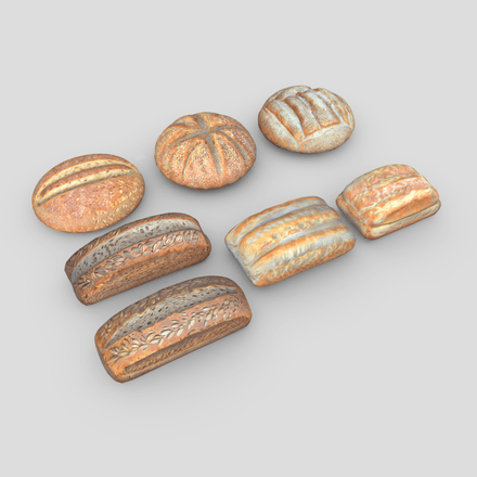 Bread Pack - low poly PBR 3d model