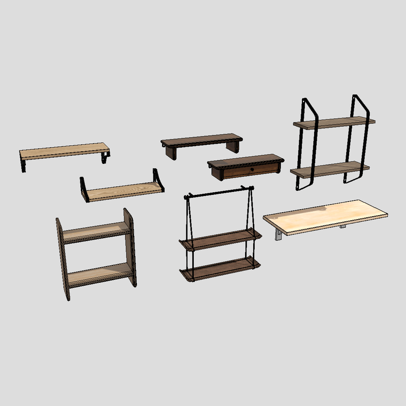 Wall Shelf Pack - low poly PBR 3d model