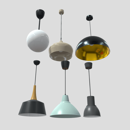 Ceiling Lamp Pack - low poly PBR 3d model