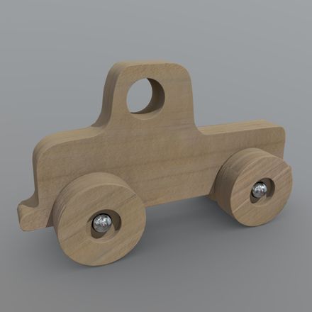 Wooden Car Toy 2 - low poly PBR 3d model