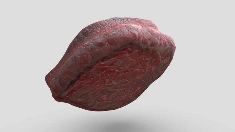 CC0 - Well Done Cooked Steak - low poly PBR 3d model