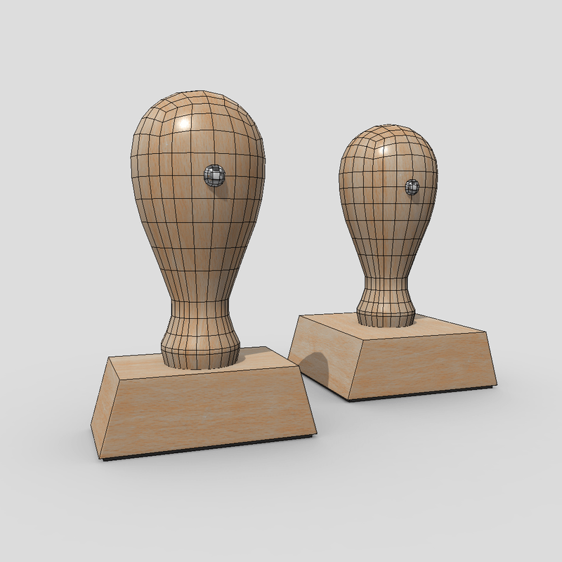 Rubber Stamp - low poly PBR 3d model