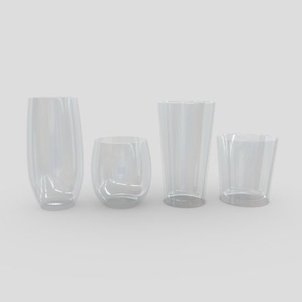 Glass Set 2 - low poly PBR 3d model