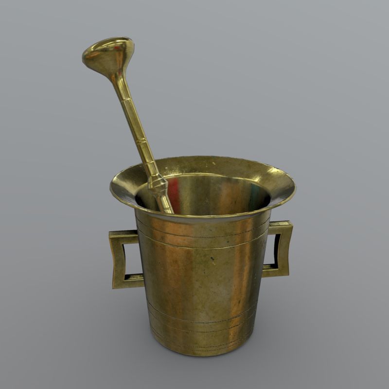 Mortar and Pestle 3 - low poly PBR 3d model