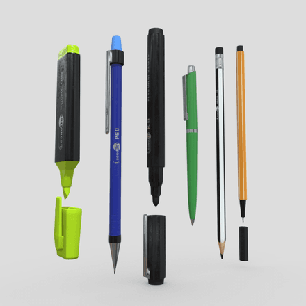 Pen Pack - low poly PBR 3d model