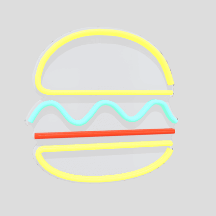 Neon Sign Burger - low poly PBR 3d model