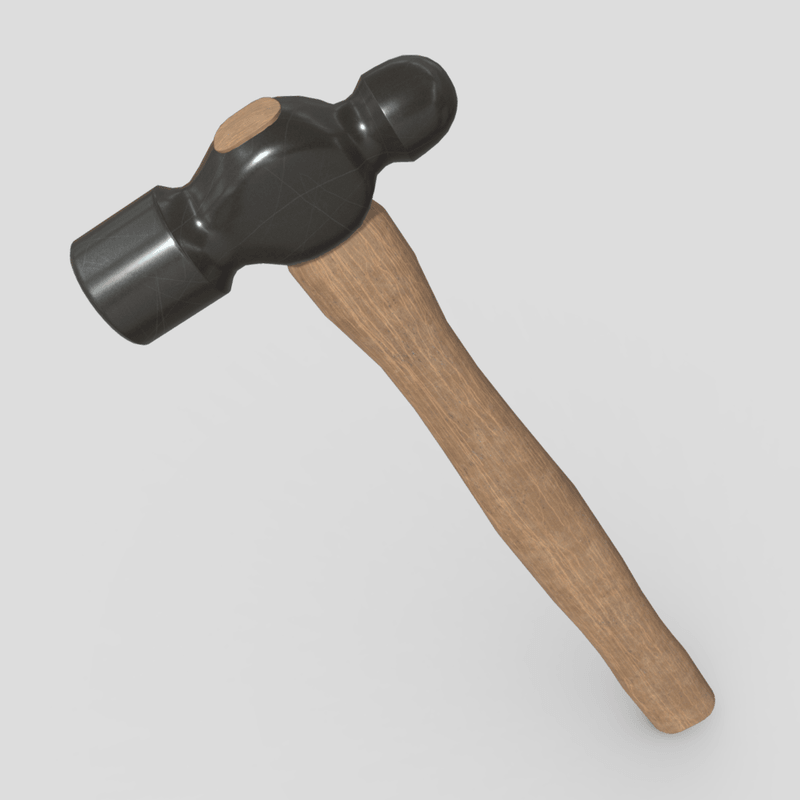 Ball Peen Hammer - low poly PBR 3d model