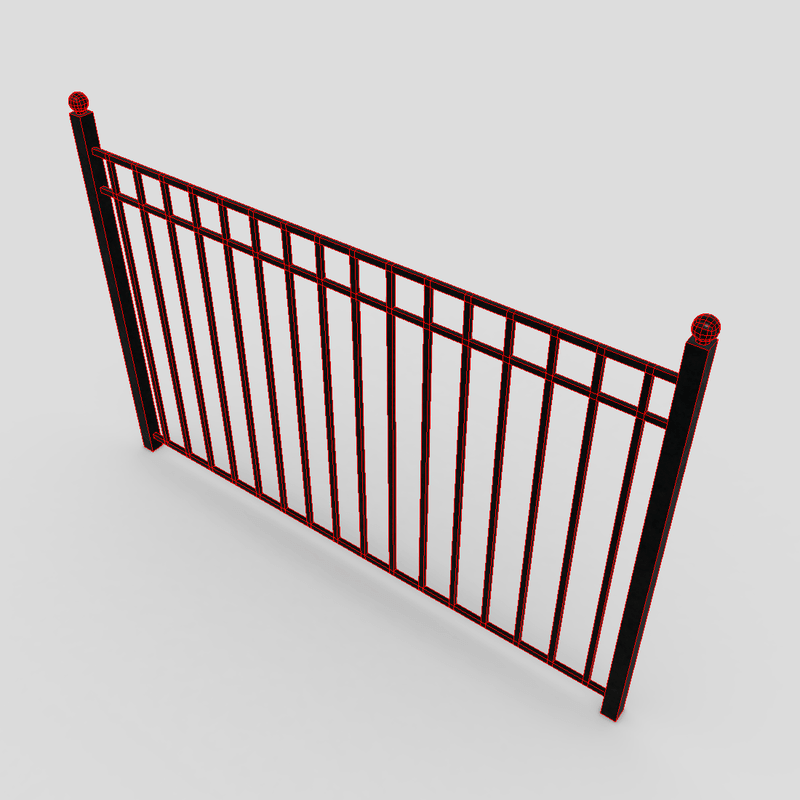 Iron Fence 2 - low poly PBR 3d model