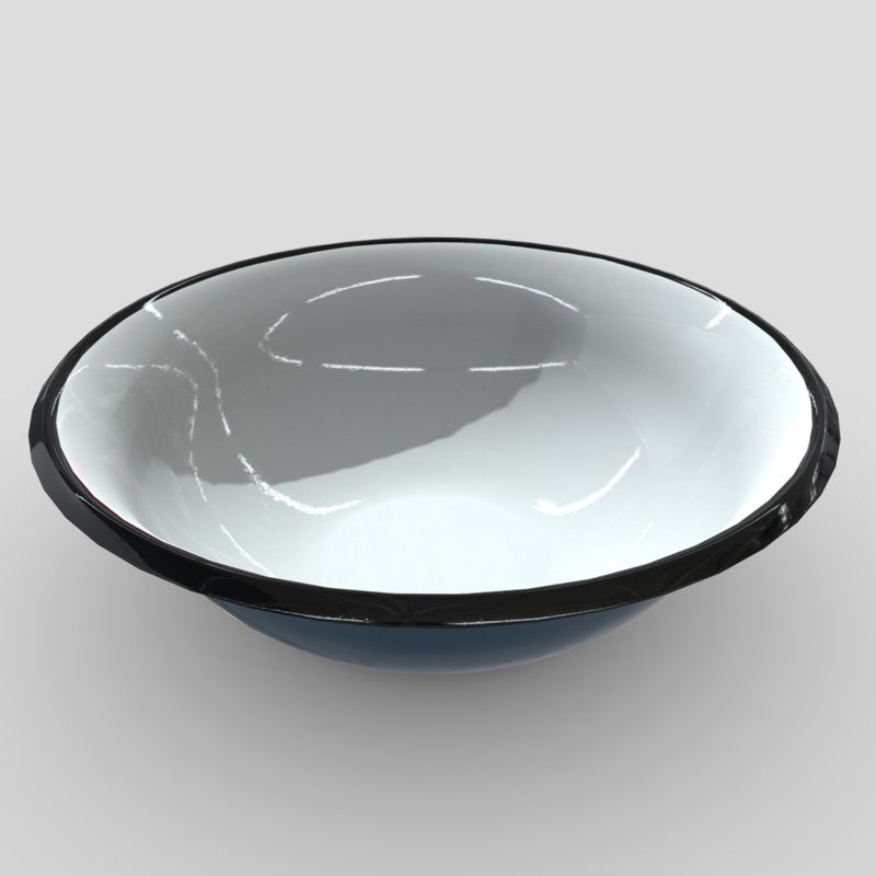Enamel Bowl 3 - low poly PBR 3d model