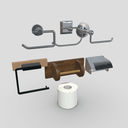 Toilet Roll Holder Pack - low poly PBR 3d model