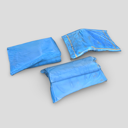 Folded Blue Tarp Pack - low poly PBR 3d model