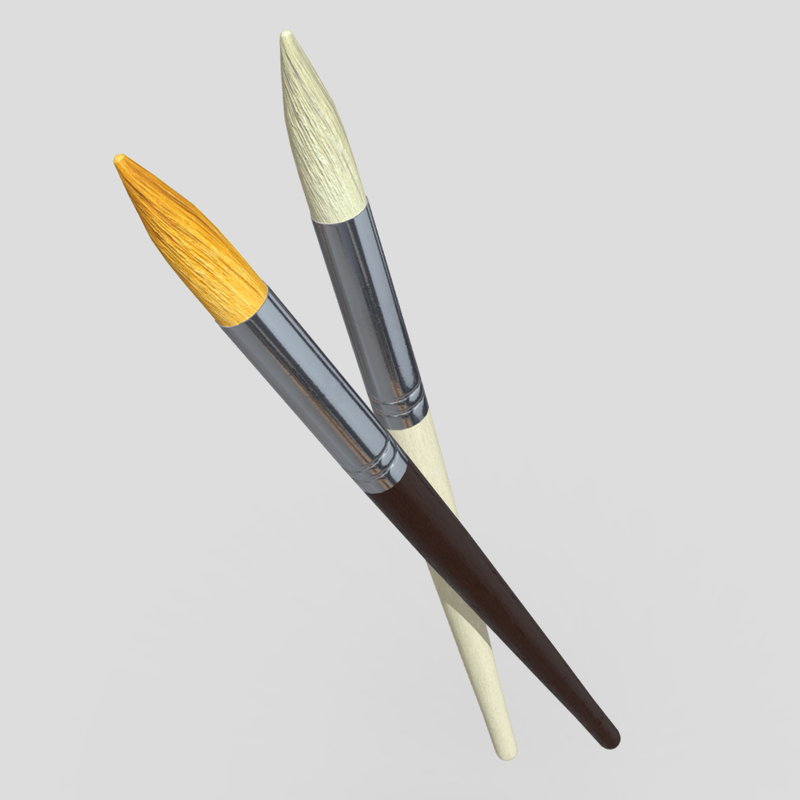 Paint Brush 4 - low poly PBR 3d model