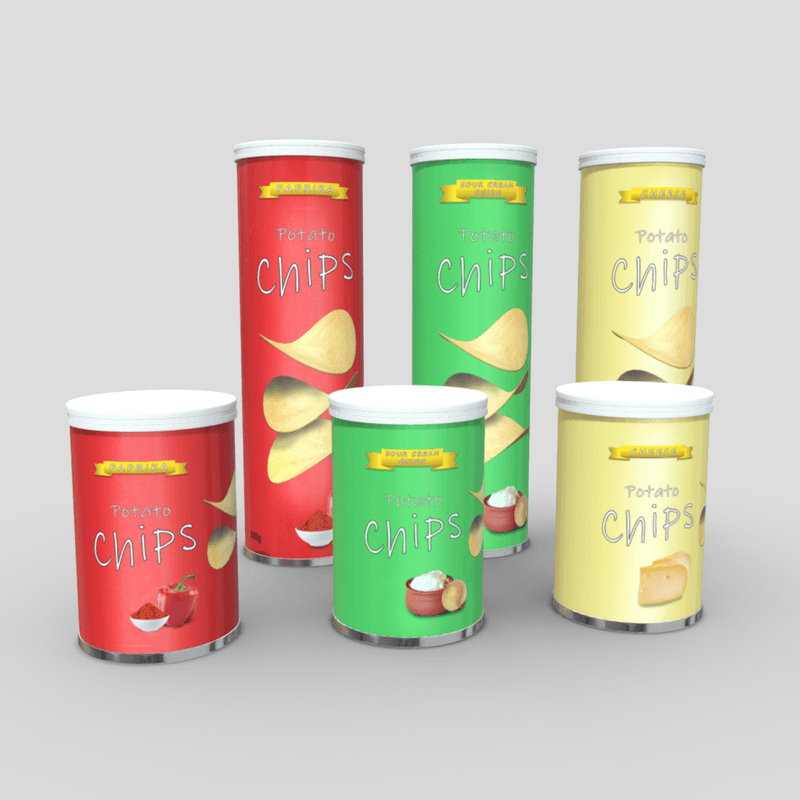 Potato Chips Tube Pack - low poly PBR 3d model