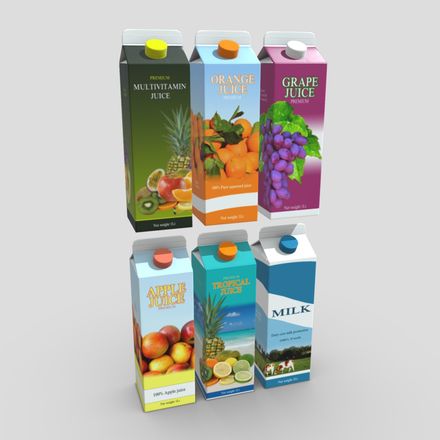 Juice Carton Pack - low poly PBR 3d model