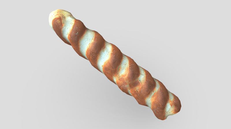 CC0 - Baguette - low poly PBR 3d model