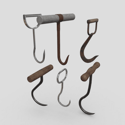 Meat Hook Pack - low poly PBR 3d model