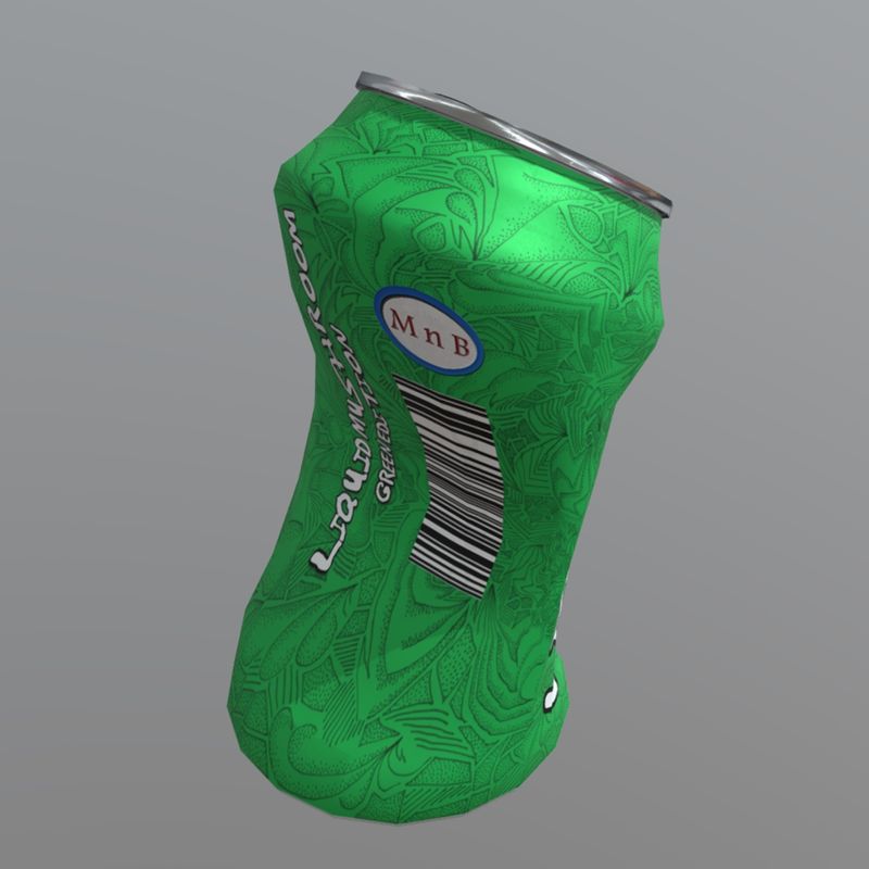 Beverage Can Deformed 1 / Liquid Mushroom - low poly PBR 3d model