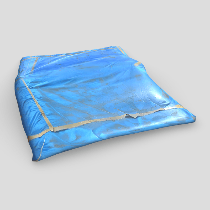 Folded Blue Tarp - low poly PBR 3d model