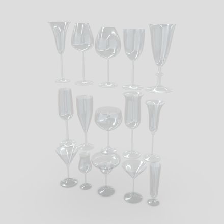 Cocktail Glass Pack - low poly PBR 3d model