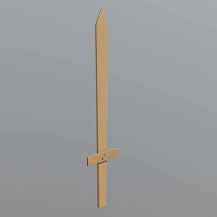 Wooden Sword - low poly PBR 3d model