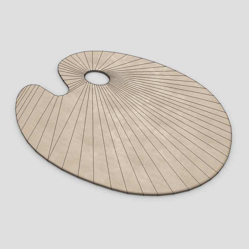 Artist Palette 3 - low poly PBR 3d model