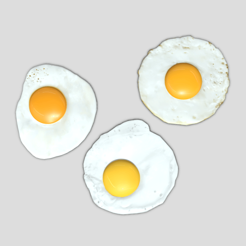 Fried Egg Pack - low poly PBR 3d model