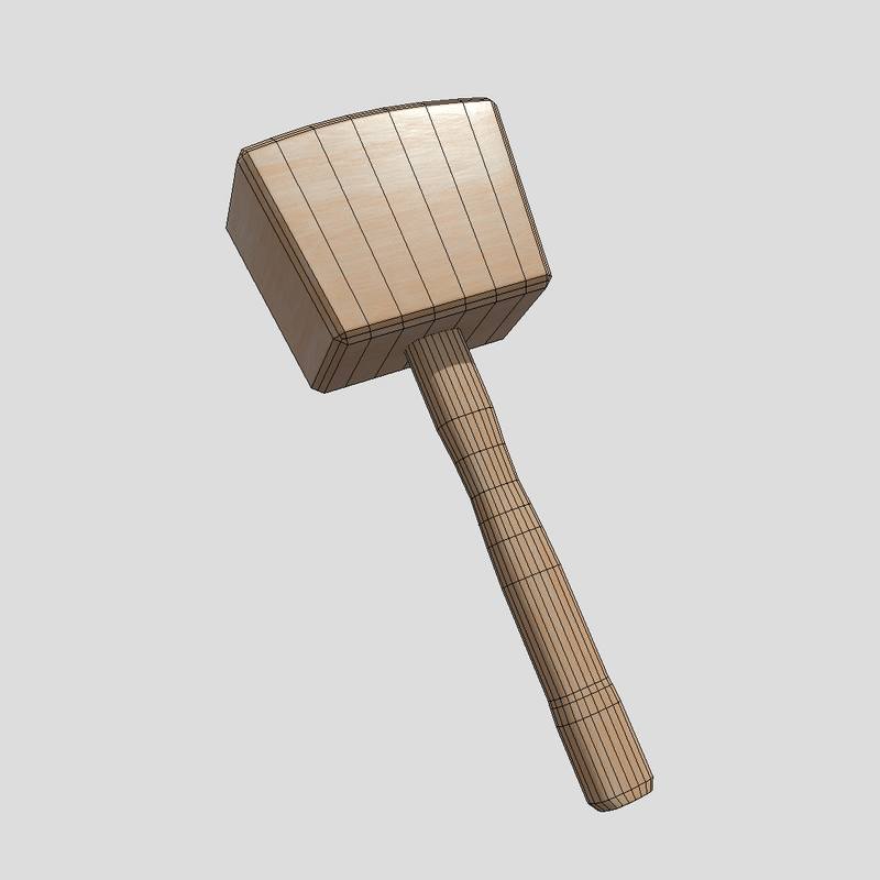 Wooden Hammer - low poly PBR 3d model