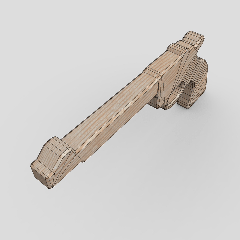 Wooden Toy Gun 3 - low poly PBR 3d model