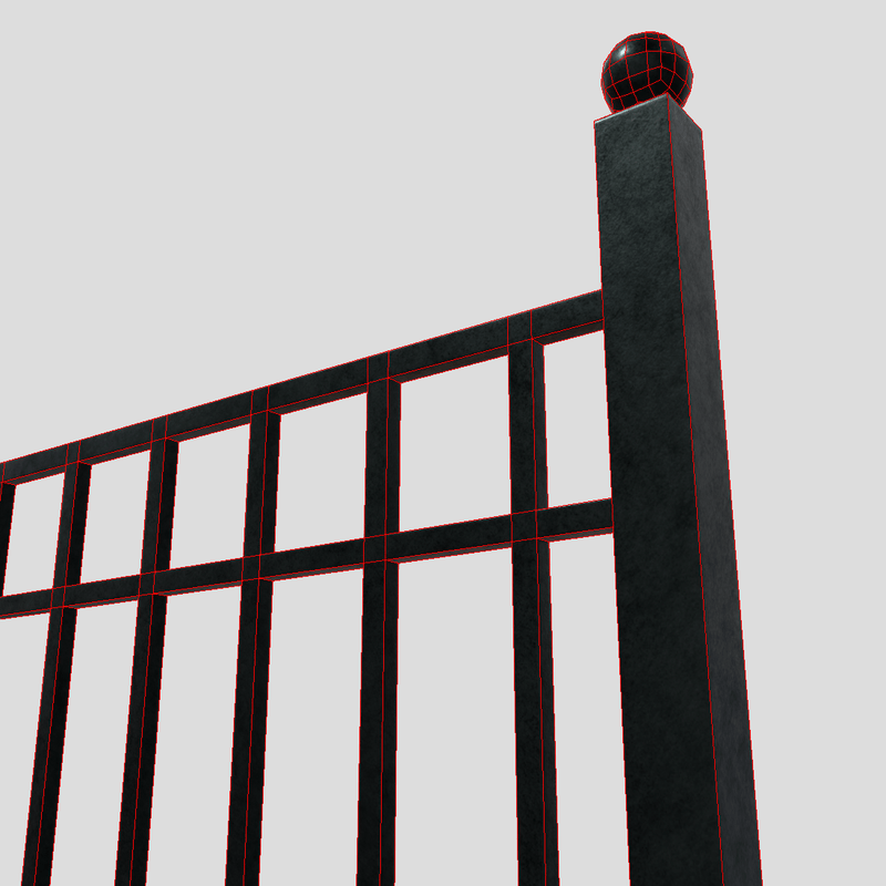 Iron Fence 2 - low poly PBR 3d model