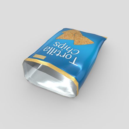 Tortilla Chips Bag Open - low poly PBR 3d model