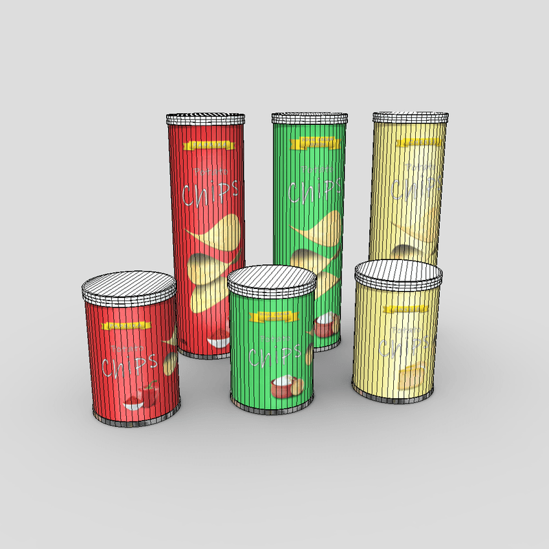 Potato Chips Tube Pack - low poly PBR 3d model