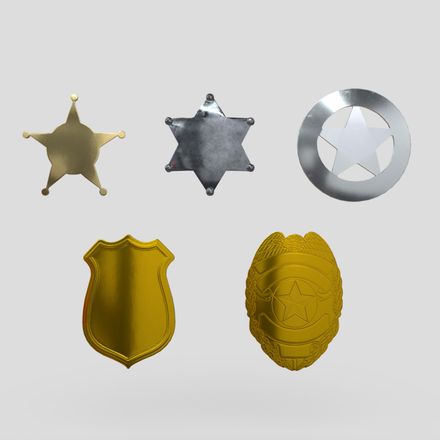 Police Sheriff Badge Pack - low poly PBR 3d model