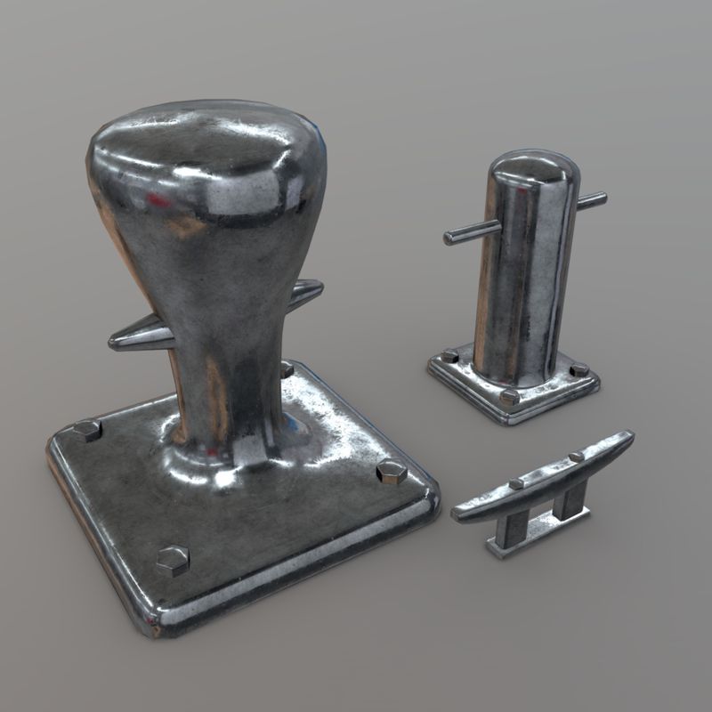 Bollard Cleat - low poly PBR 3d model