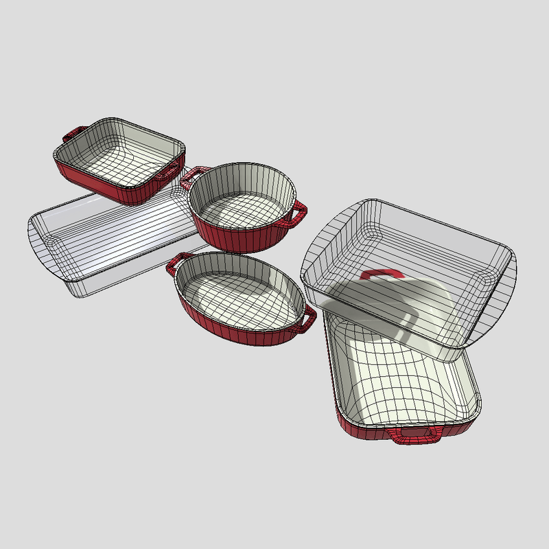 Baking Dish Pack - low poly PBR 3d model