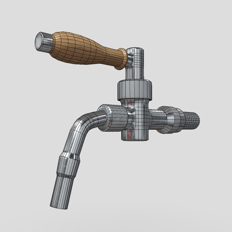 Beer Tap Faucet 3 - low poly PBR 3d model
