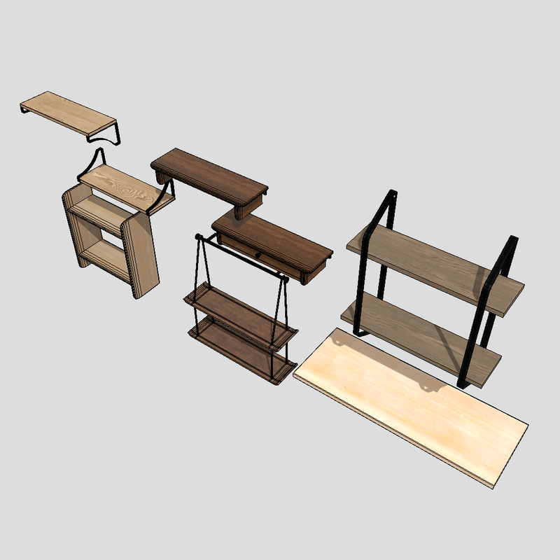 Wall Shelf Pack - low poly PBR 3d model