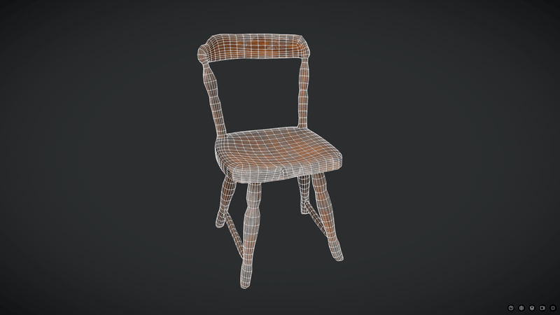 Decayed Wooden Chair 3 - low poly PBR 3d model
