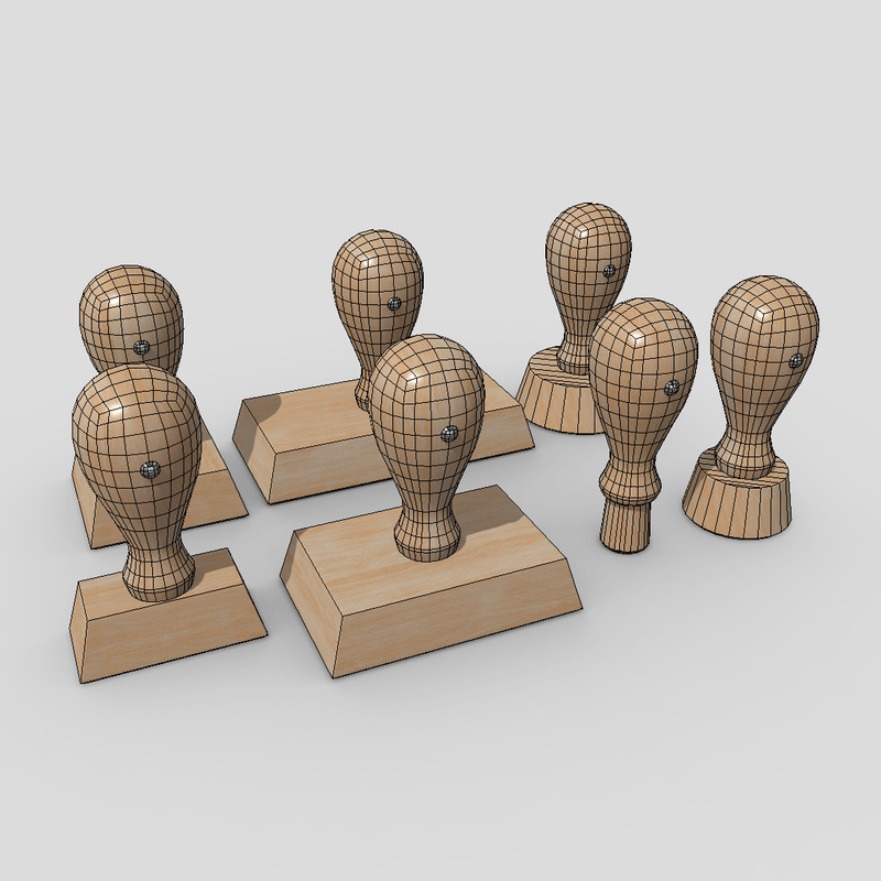 Rubber Stamp Pack - low poly PBR 3d model