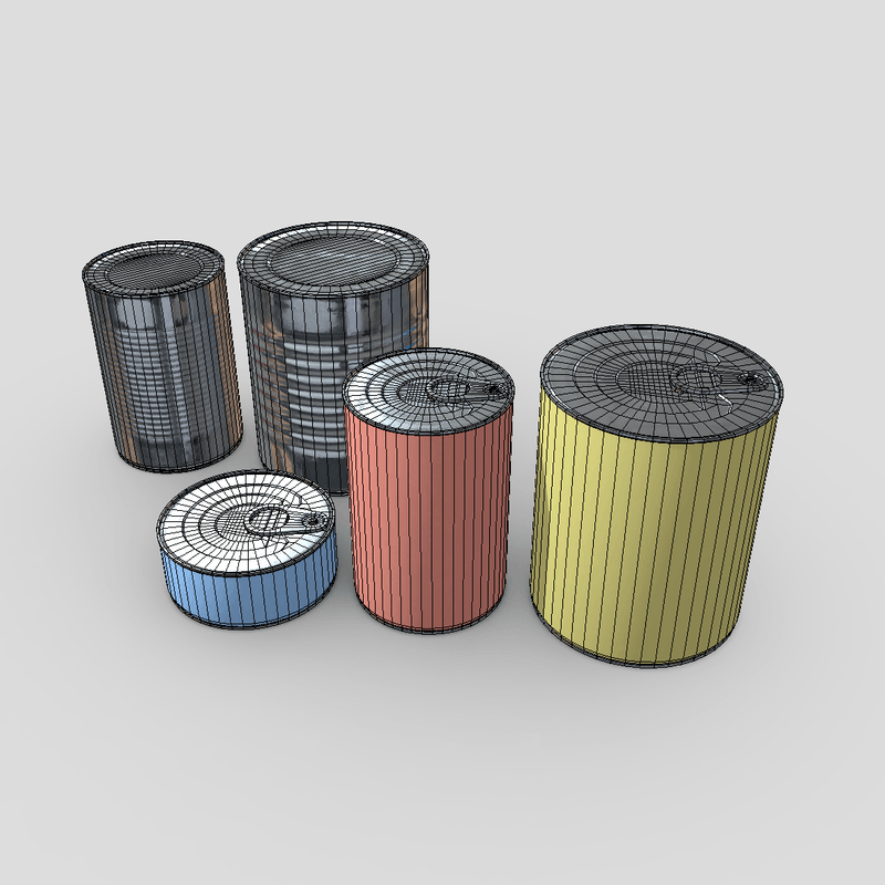 Tin Can Pack - low poly PBR 3d model