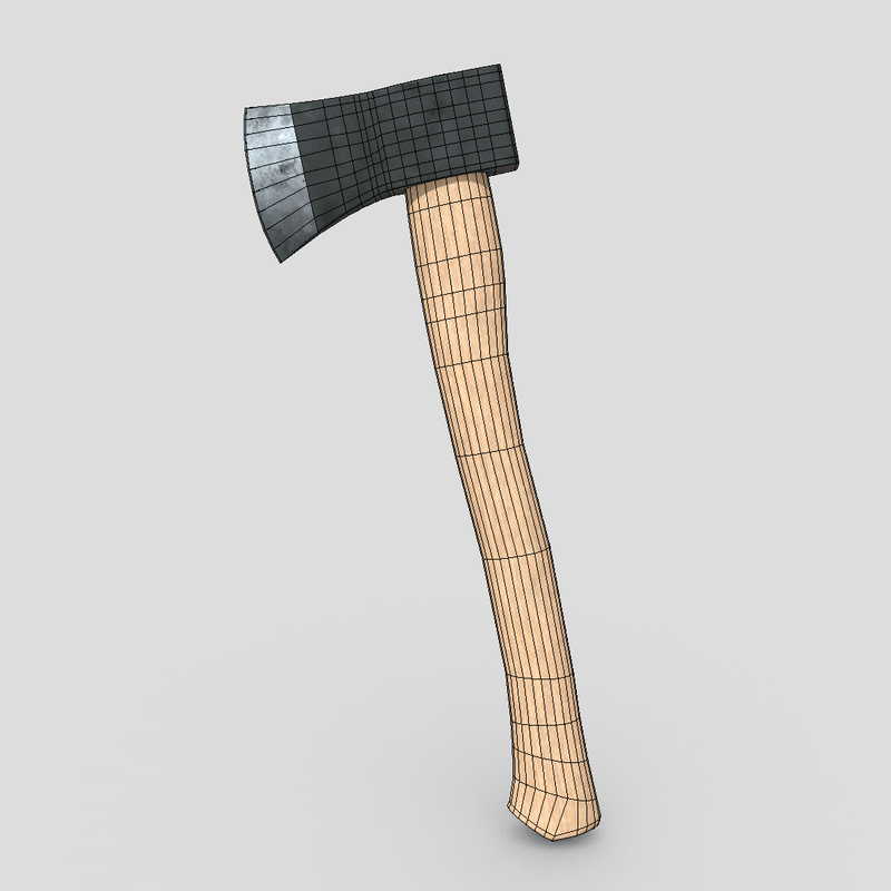 Hatchet 2 - low poly PBR 3d model