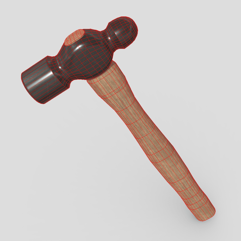 Ball Peen Hammer - low poly PBR 3d model
