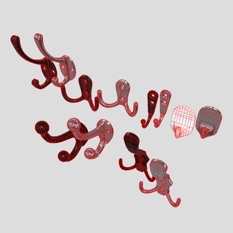 Coat Hook Pack - low poly PBR 3d model