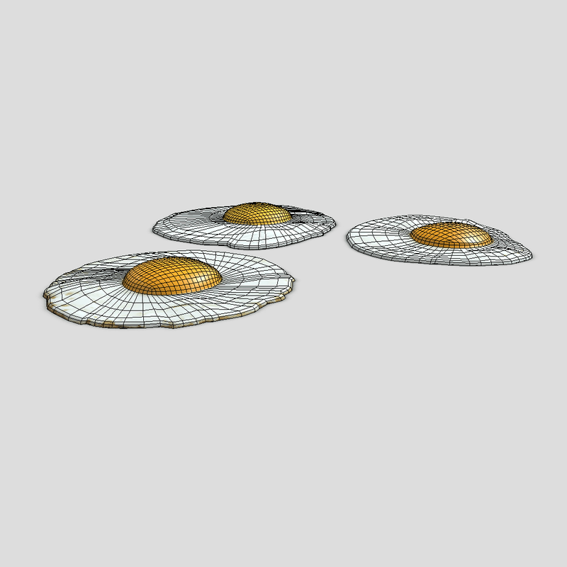 Fried Egg Pack - low poly PBR 3d model