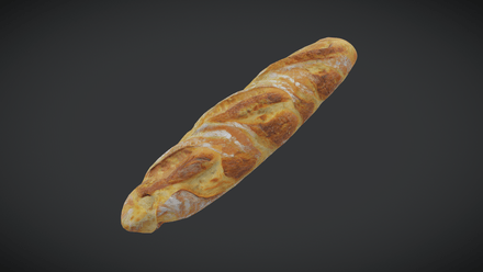 Baguette 3 - low poly PBR 3d model