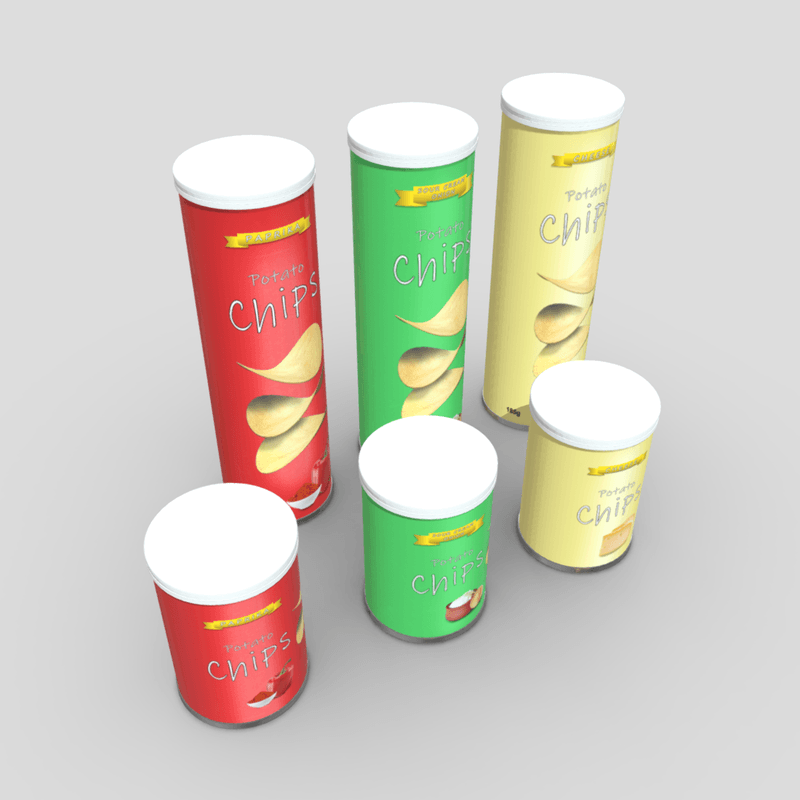 Potato Chips Tube Pack - low poly PBR 3d model
